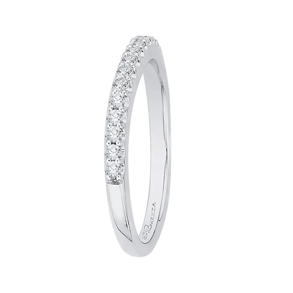 14K White Gold Round Diamond Half Eternity Wedding Band