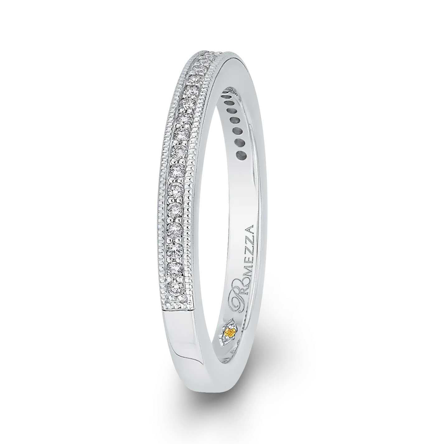 14K White Gold Round Diamond Half Eternity Wedding Band