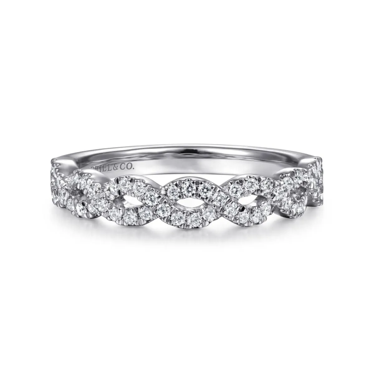 14K White Gold Twisted Diamond Stackable Ring - LR51748W45JJ