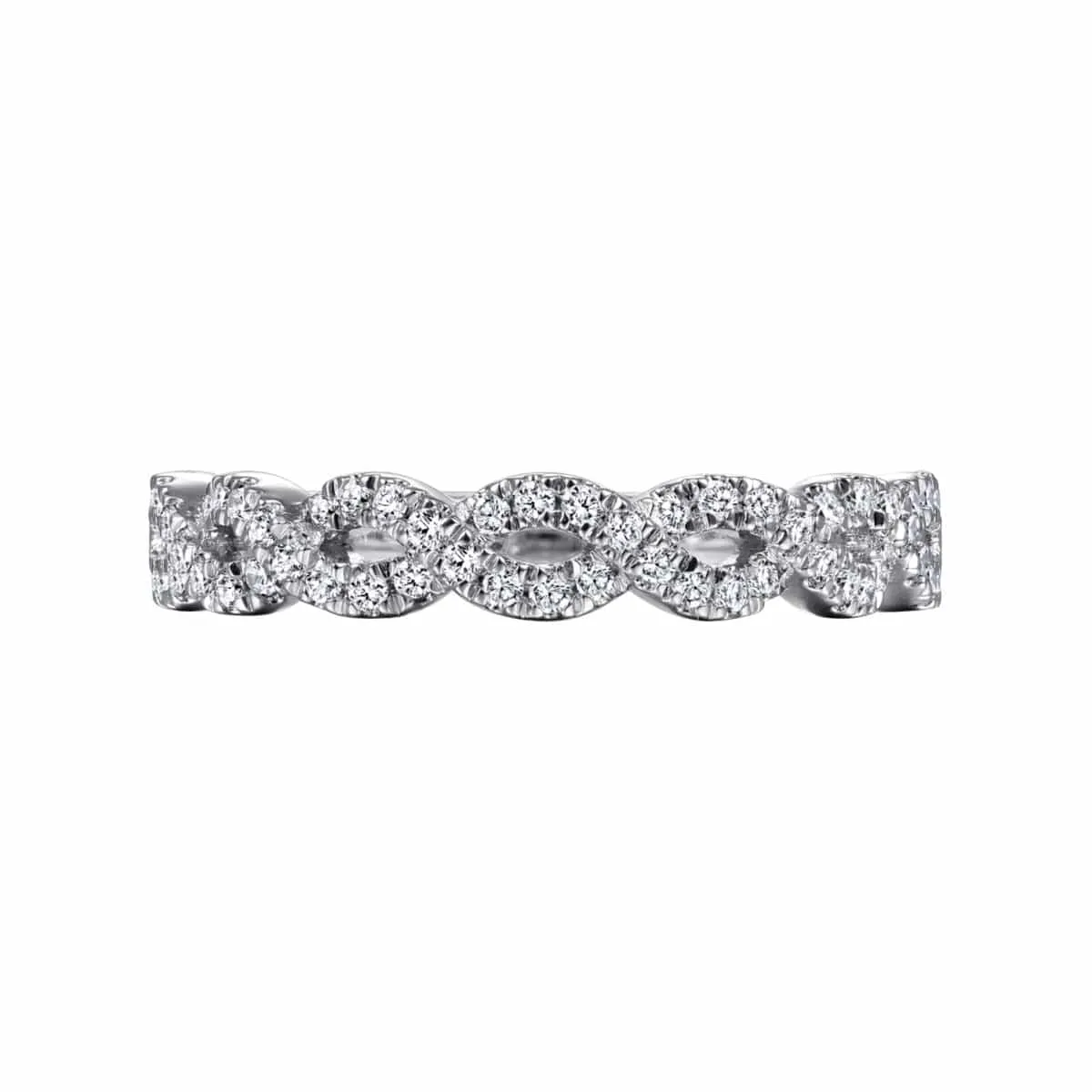 14K White Gold Twisted Diamond Stackable Ring - LR51748W45JJ