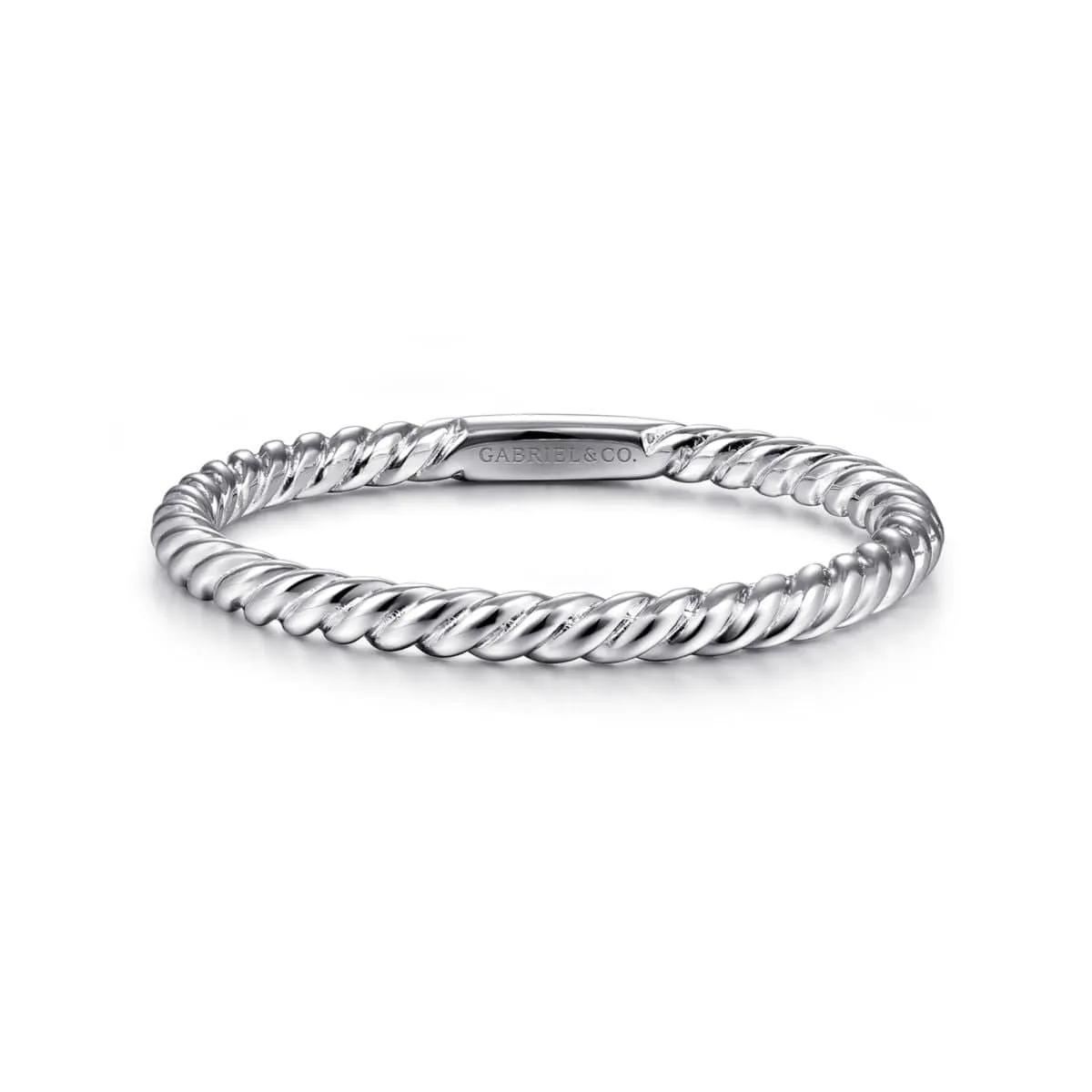 14K White Gold Twisted Rope Stackable Ring - LR51173W4JJJ