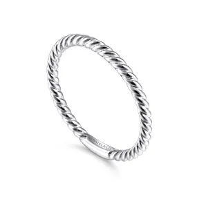 14K White Gold Twisted Rope Stackable Ring - LR51173W4JJJ