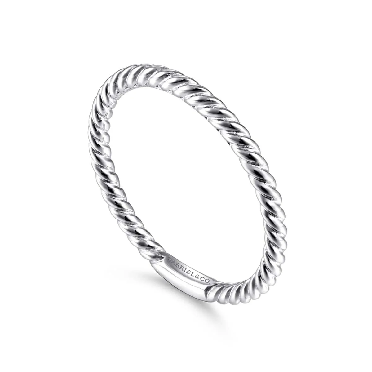 14K White Gold Twisted Rope Stackable Ring - LR51173W4JJJ