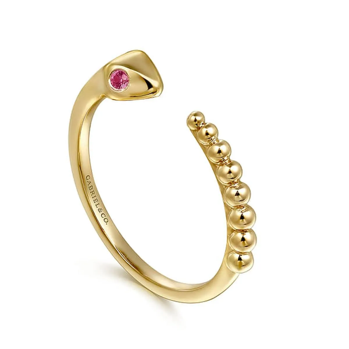 14K Yellow Gold Bujukan And Ruby Snake Open Ring - LR52680Y4JRA