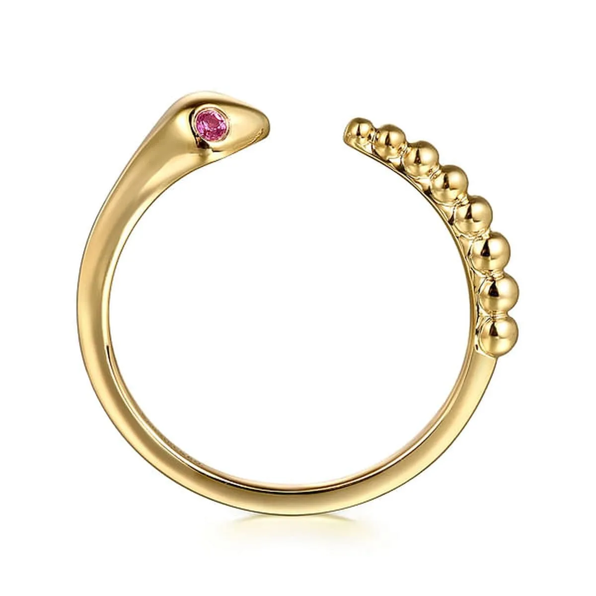 14K Yellow Gold Bujukan And Ruby Snake Open Ring - LR52680Y4JRA