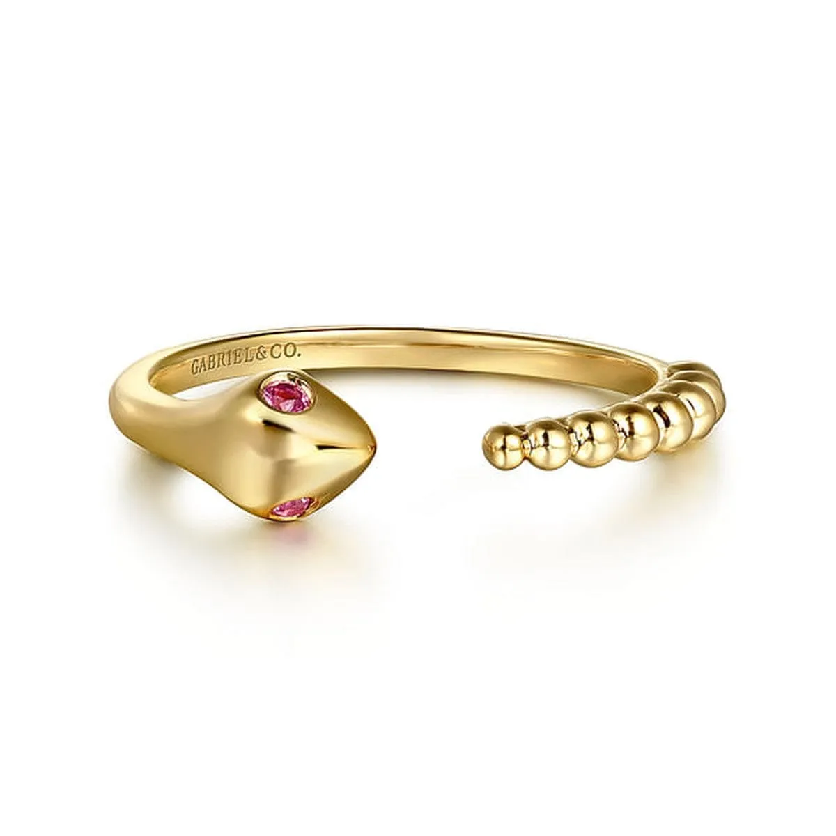 14K Yellow Gold Bujukan And Ruby Snake Open Ring - LR52680Y4JRA