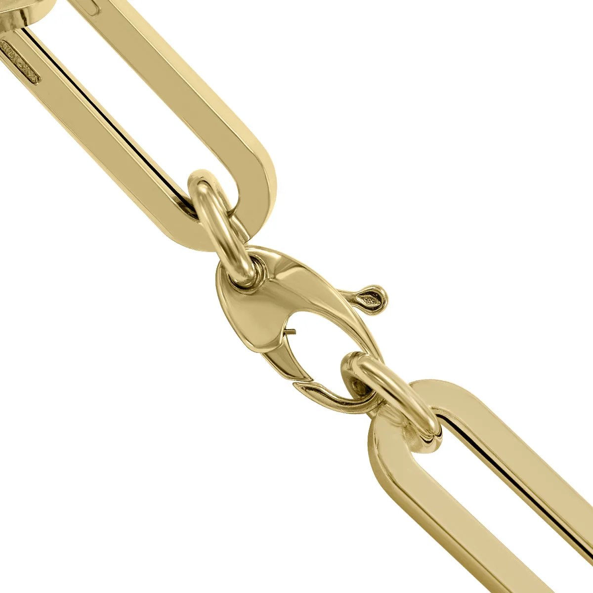 14K Yellow Gold Chunky Paperclip Bracelet With A Lobster Clasp