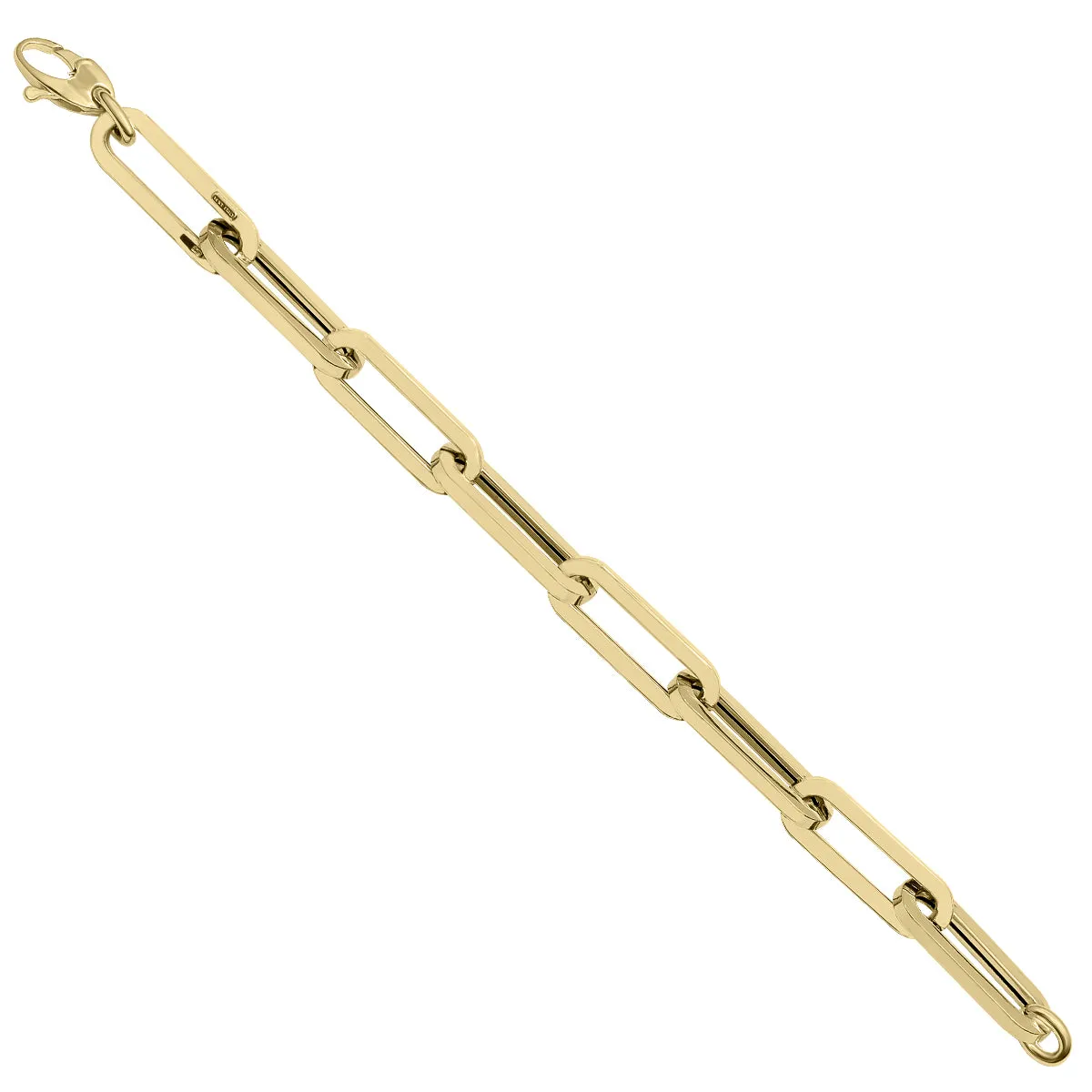 14K Yellow Gold Chunky Paperclip Bracelet With A Lobster Clasp