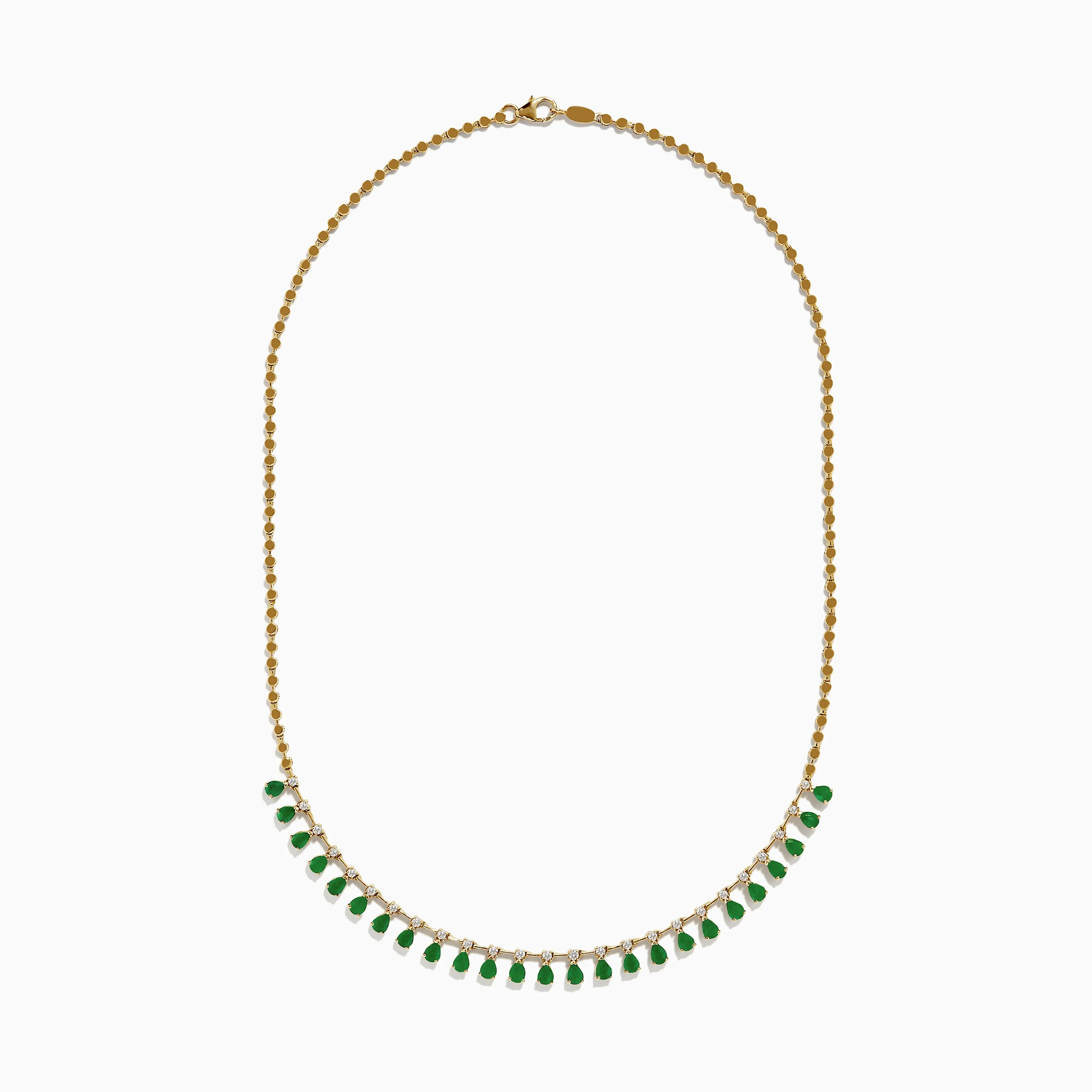 14K Yellow Gold Emerald and Diamond Necklace, 4.05 TCW