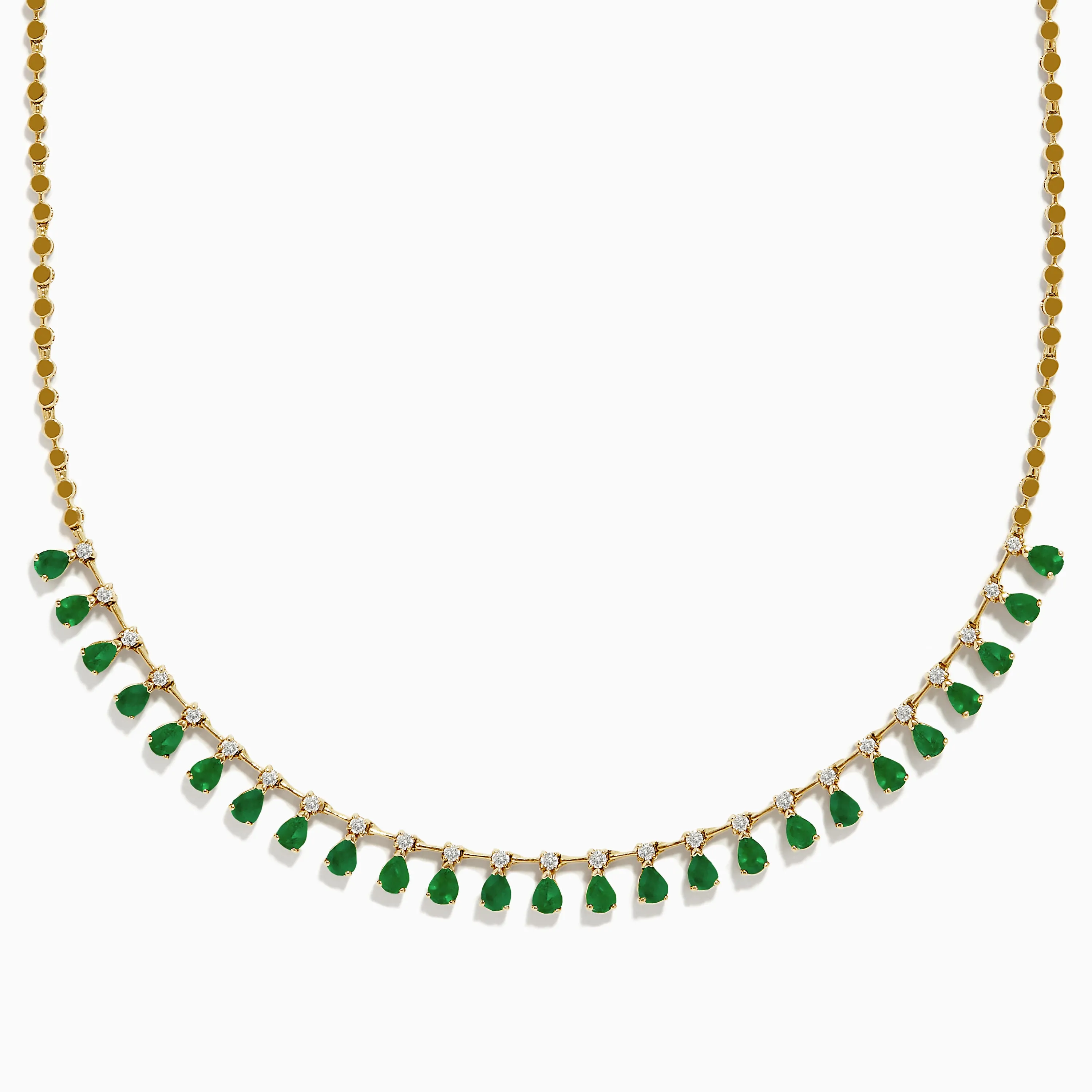 14K Yellow Gold Emerald and Diamond Necklace, 4.05 TCW