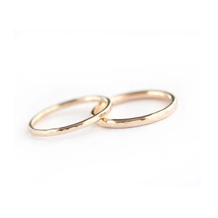 14k Yellow Gold Hammered Ring 2mm - ZEN