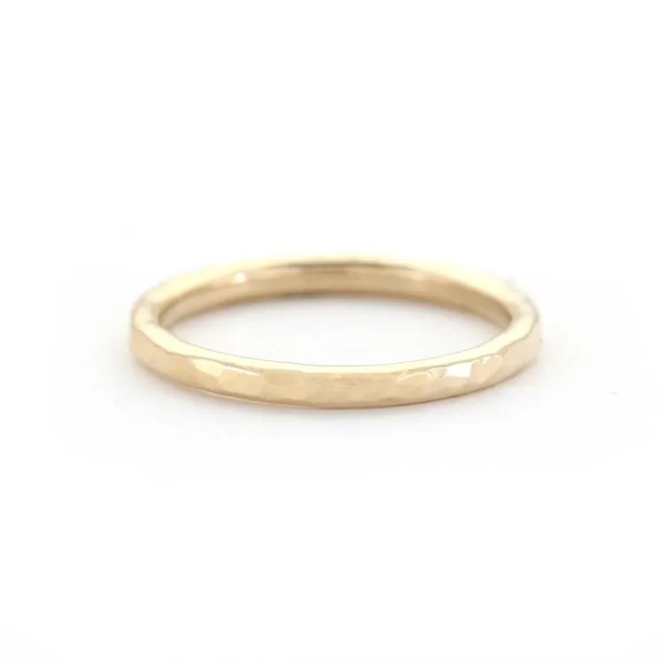 14k Yellow Gold Hammered Ring 2mm - ZEN