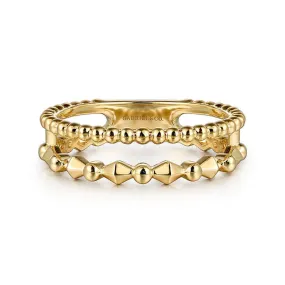 14K Yellow Plain Gold Bujukan Pyramid Easy Stackable Ring - LR52682Y4JJJ