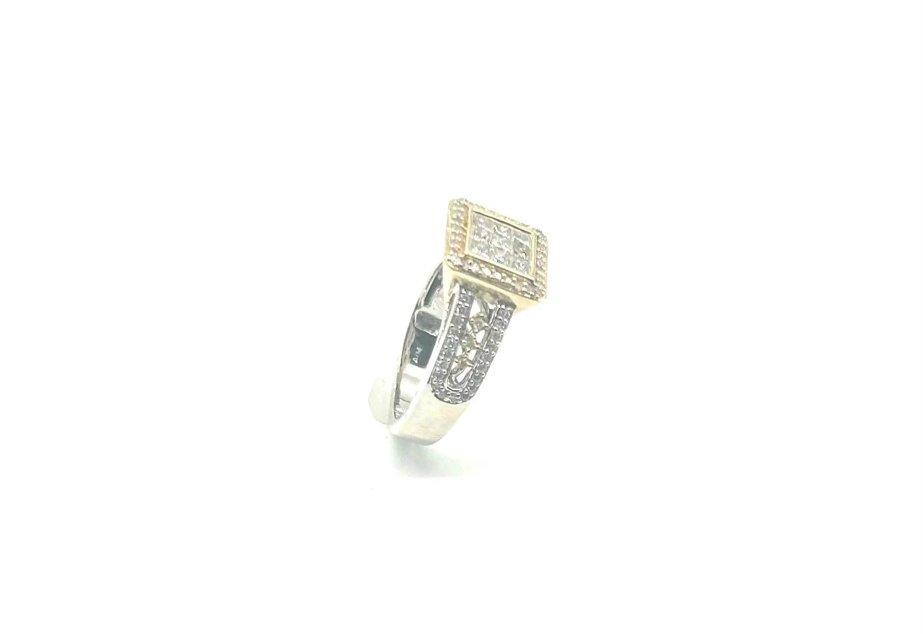 14k Yellow / White 1 CTW Diamond Halo Ring