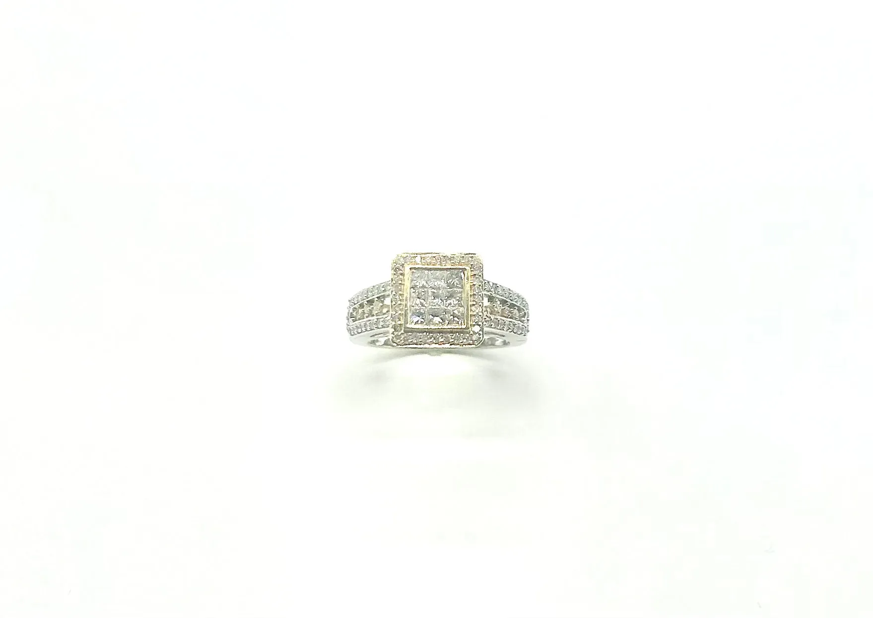 14k Yellow / White 1 CTW Diamond Halo Ring