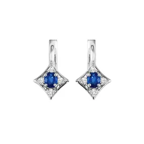 14Kt White Gold Diamond 1/20Ctw & Sapphire 1/3Ctw Earring