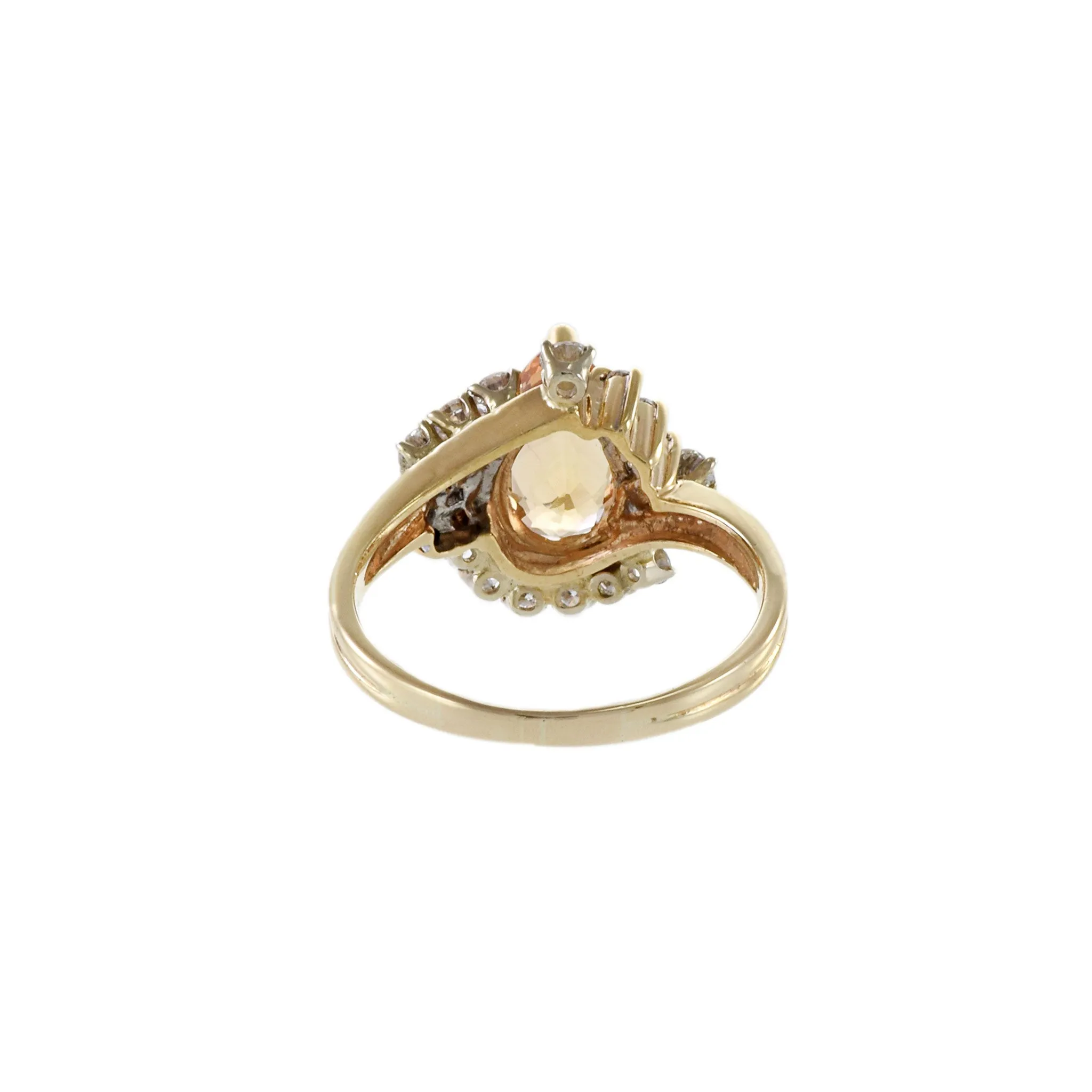 14KT Yellow Gold Orange Topaz And Diamond Ring