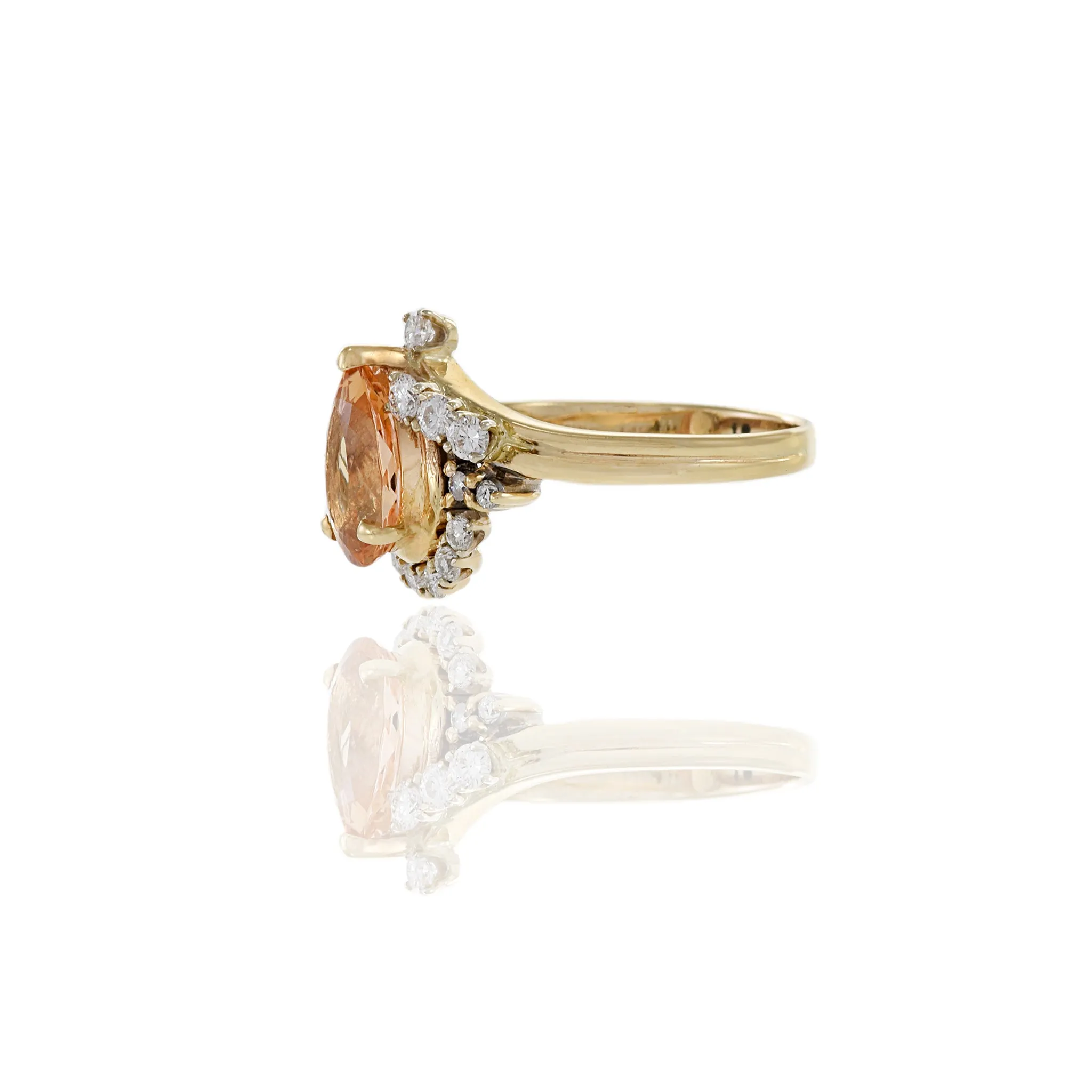 14KT Yellow Gold Orange Topaz And Diamond Ring