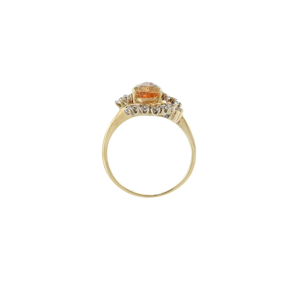 14KT Yellow Gold Orange Topaz And Diamond Ring