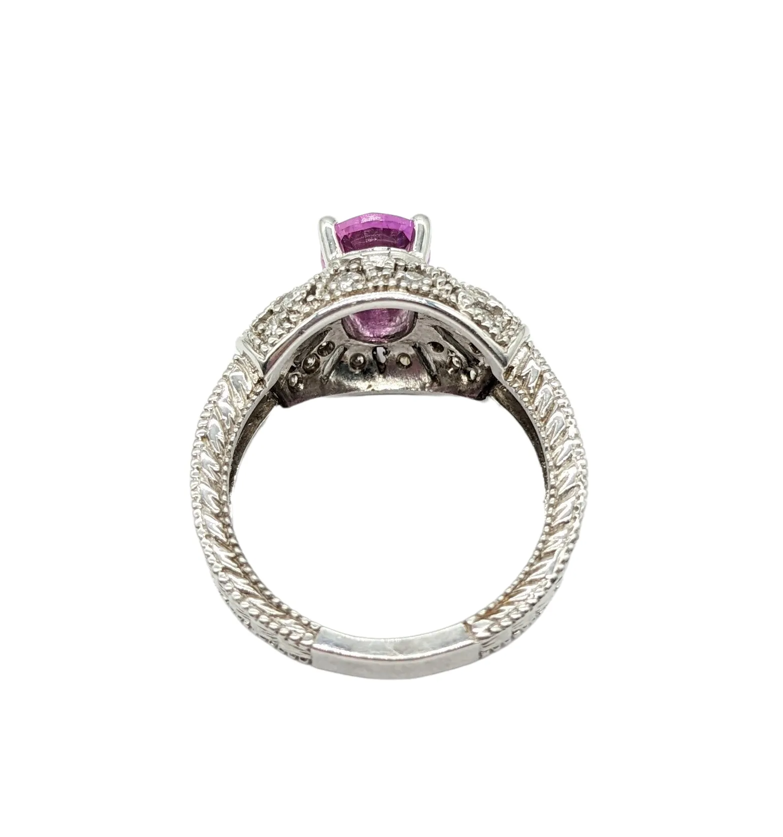 1.50 Carat Total Weight Pink Sapphire and Diamond Ring