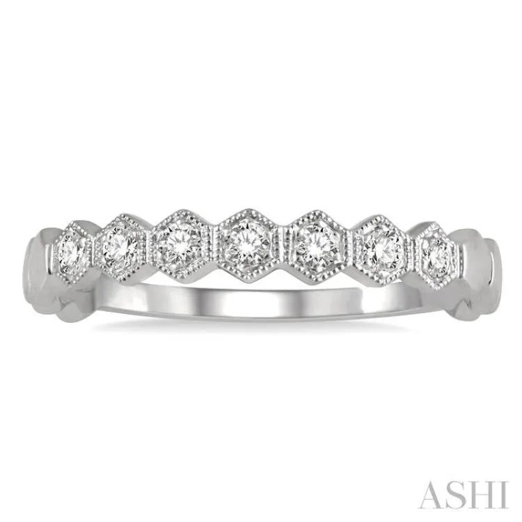 1/6 Ctw Round Cut Diamond Stackable Wedding Band in 14K White Gold