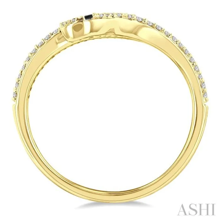 1/6 ctw Serpent Yellow & Black Round Cut Diamond Petite Open Fashion Ring in 10K Yellow Gold