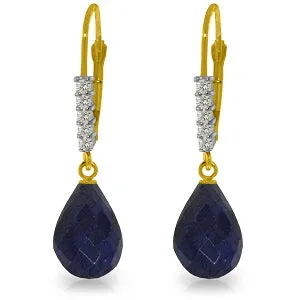 17.75 Carat 14K Solid Yellow Gold Helena Sapphire Diamond Earrings