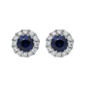 18ct White Gold 0.23ct Sapphire Diamond Halo Earrings