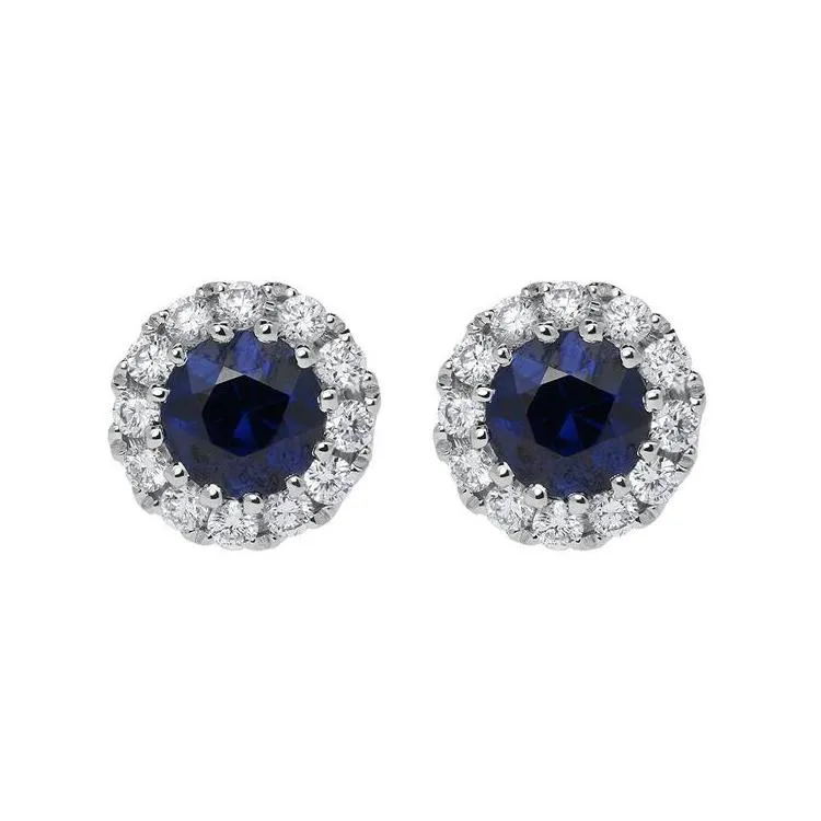 18ct White Gold 0.23ct Sapphire Diamond Halo Earrings