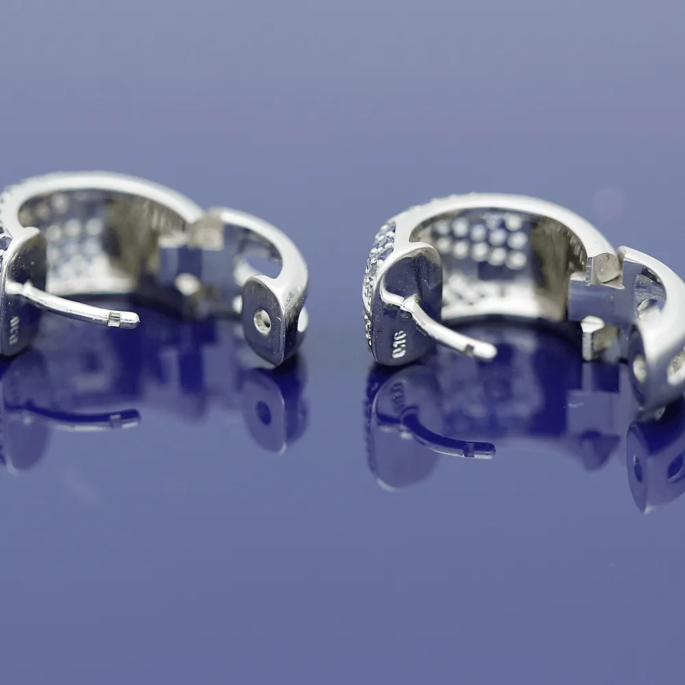 18ct White Gold Diamond and Sapphire Huggie Hoop Earrings