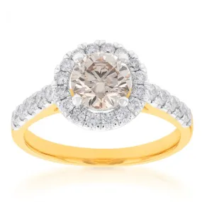 18ct Yellow Gold 1.50 Carat Diamond Ring With 1 Carat Australian Diamond