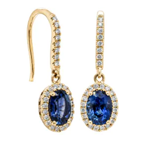 18ct Yellow Gold 2.05ct Sapphire & Diamond Mini Sierra Earrings