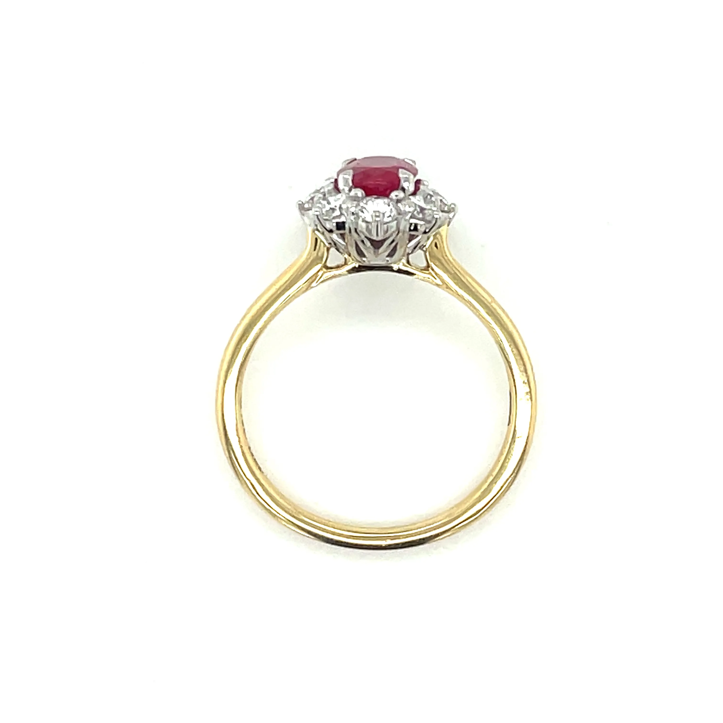 18ct Yellow Gold Earth Grown 1ct Ruby & Diamond Cluster Halo Engagement Ring