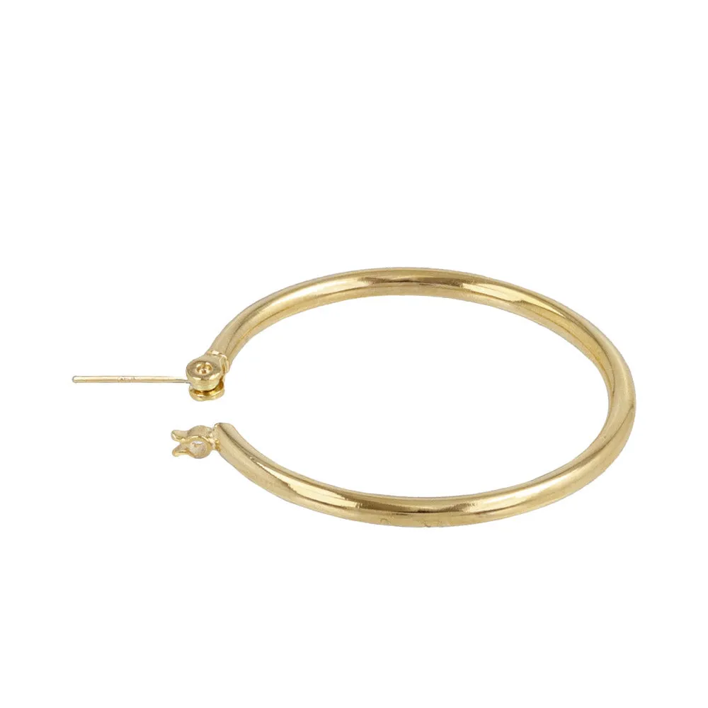 18K Gold Post Everyday Hoop Earrings