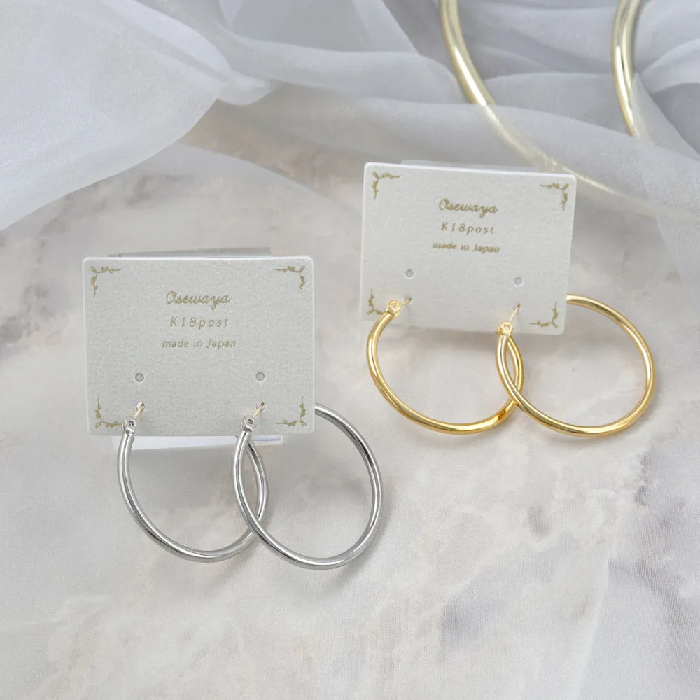 18K Gold Post Everyday Hoop Earrings