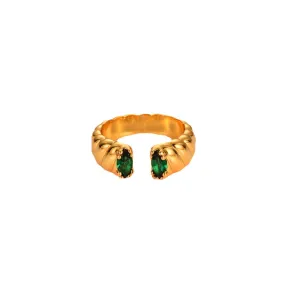 18K Gold Ring 3 colors Green Rose Black