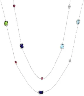 18k Rose Gold Multi Emerald -Cut Quartz Long Necklace