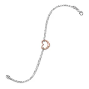 18k Rose Gold Plated & Sterling Silver Heart Bracelet