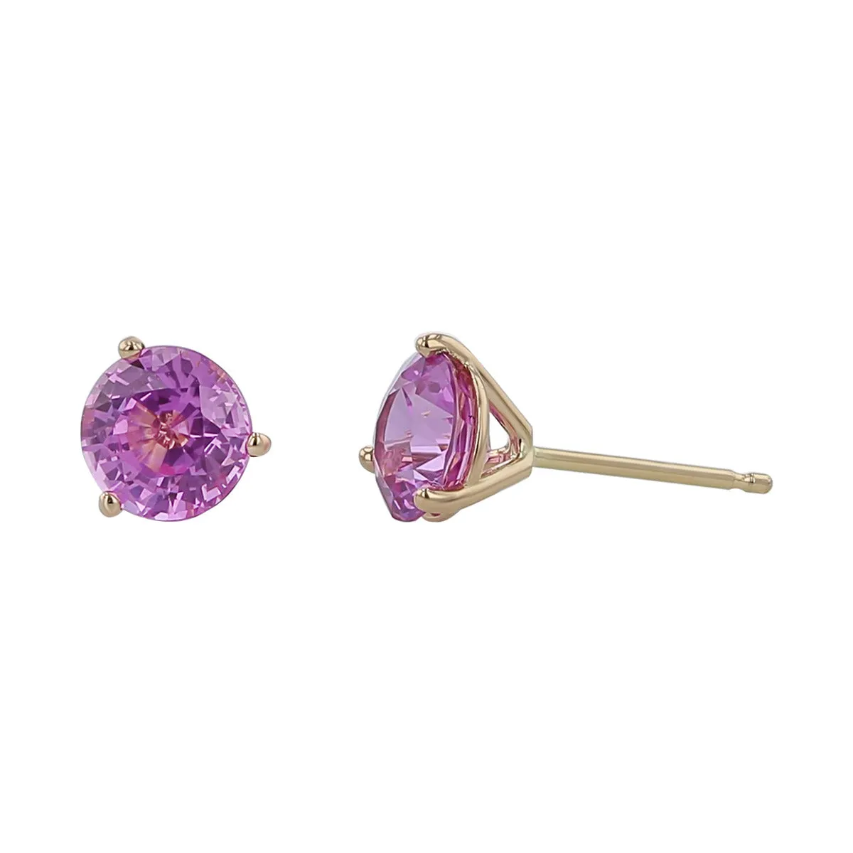 18K Rose Gold Sri Lankan Pink Sapphire Stud Earrings