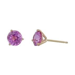 18K Rose Gold Sri Lankan Pink Sapphire Stud Earrings