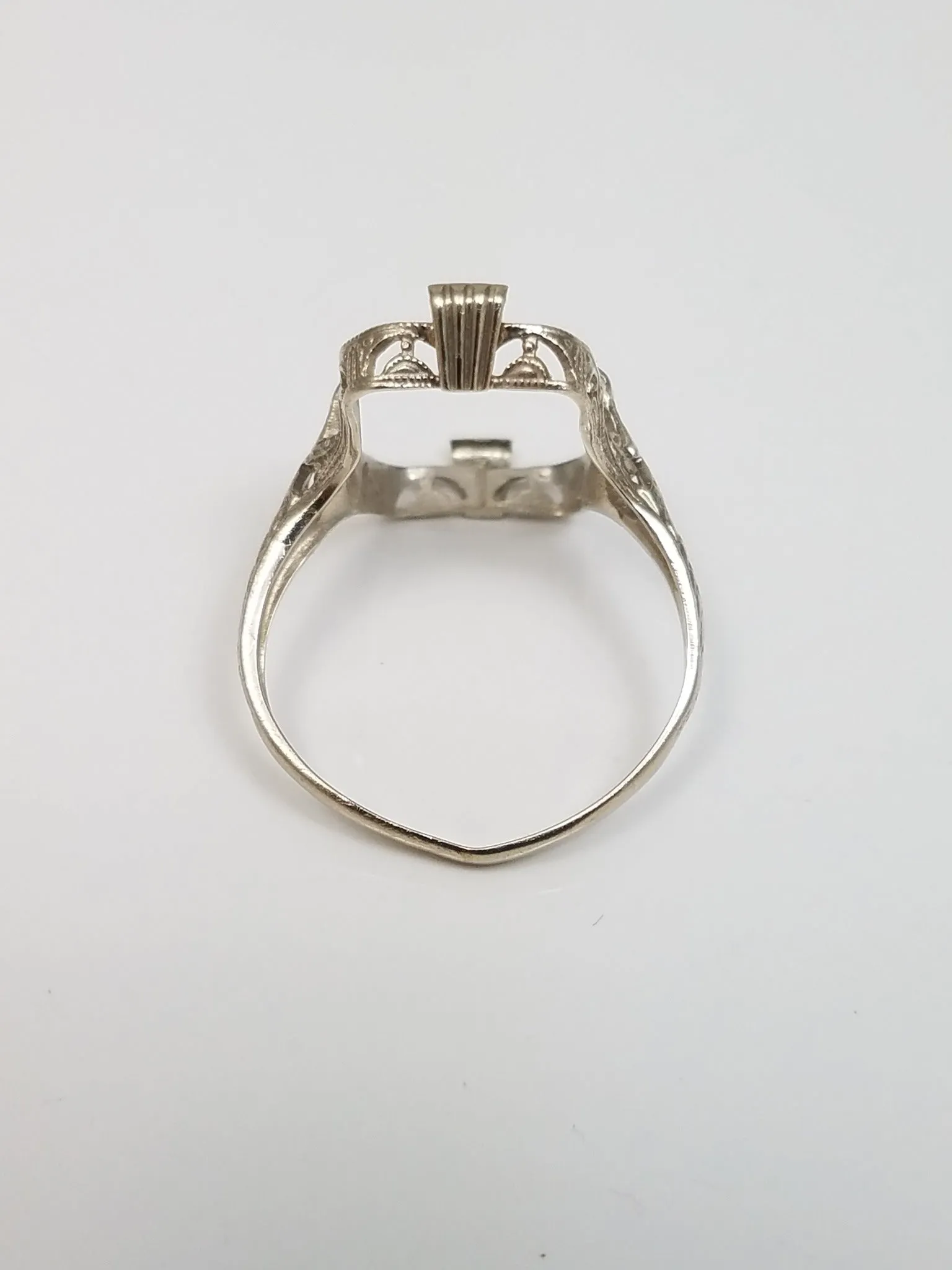 1930's Art Deco 14k White Gold Ring Mount