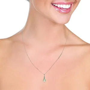 2.3 Carat 14K Solid White Gold Necklace Natural Diamond Green Amethyst