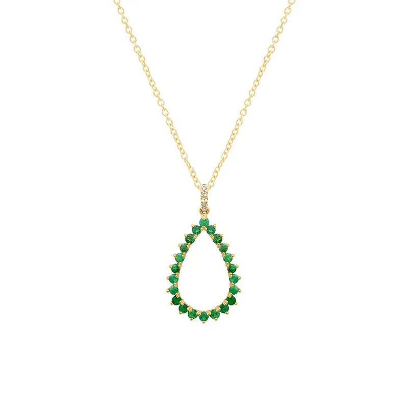 3-Prong Emerald Open Teardrop Necklace