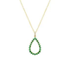 3-Prong Emerald Open Teardrop Necklace