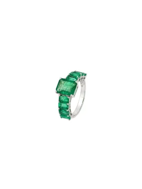 4.26ct Emerald 18K Gold Baguette Half Eternity Ring