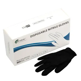 6 Mil Black Nitrile Industrial Disposable Gloves, 100-Pack