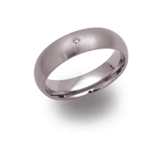 6mm Matt Titanium Ring with Diamond