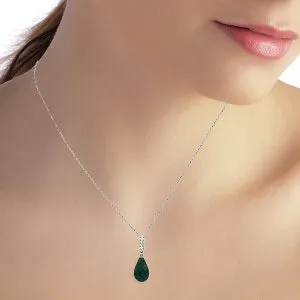 8.88 Carat 14K Solid White Gold Necklace Diamond Briolette Drop Emerald