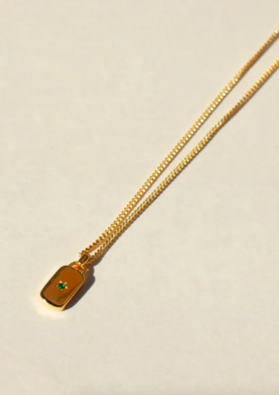 925 Lunette Gold Necklace Emerald