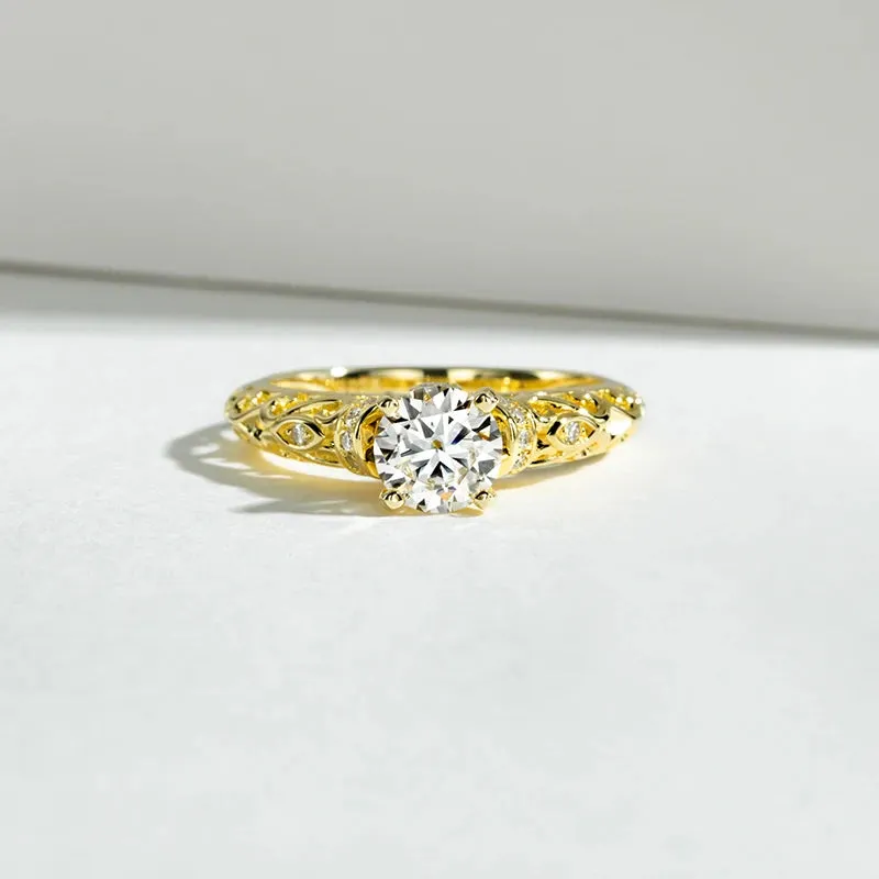 925 Sterling Silver 1 Carat Moissanite Ring Woman Yellow Color Wedding Bands Engagement Gift